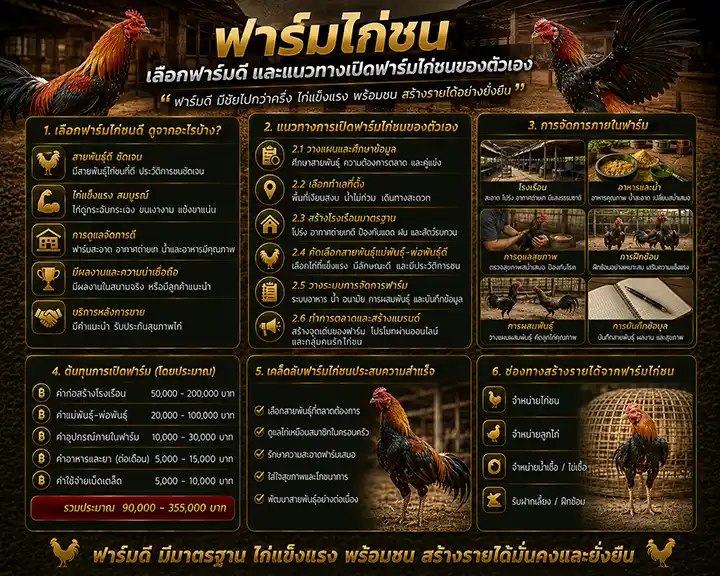 ฟาร์มไก่ชน: เลือกฟาร์มดี และแนวทางเปิดฟาร์มไก่ชนของตัวเอง